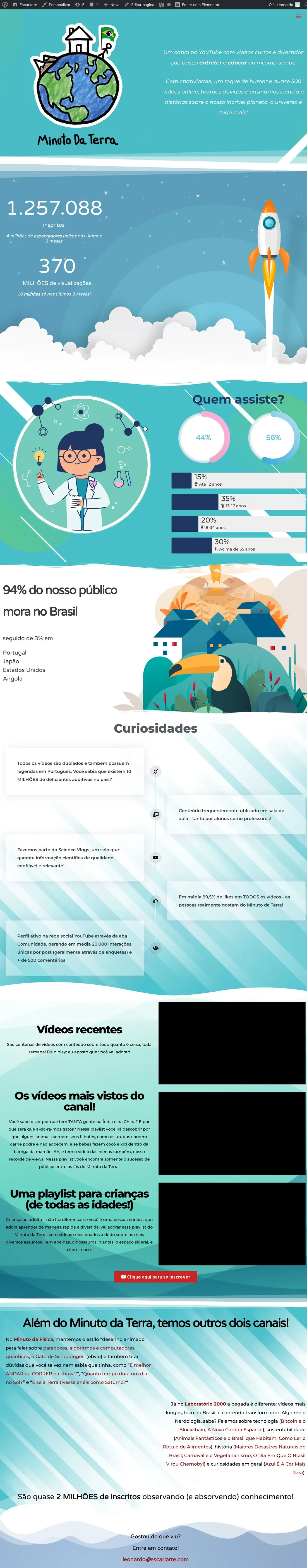 Captura arquivada da página Minuto da Terra
